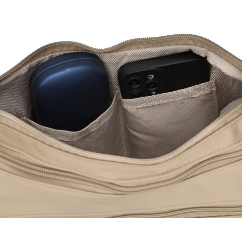 Torebka damska z poliestru w beżowym kolorze, dwukomorowa - Peterson