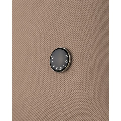 Beżowa listonoszka damska z poliestru i skóry ekologicznej wyposażona w kieszonkę zewnętrzną - Peterson