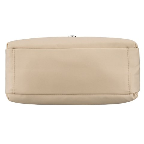 Beżowa, praktyczna listonoszka damska z poliestru zawieszona na uchwytach i doczepianym pasku - Peterson