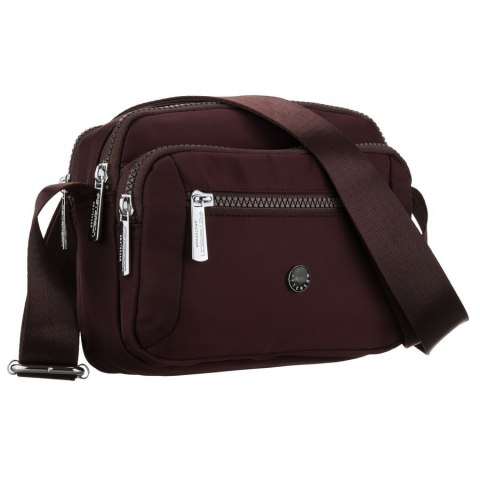 Bordowa listonoszka damska z poliestru zawieszona na regulowanym pasku - Peterson