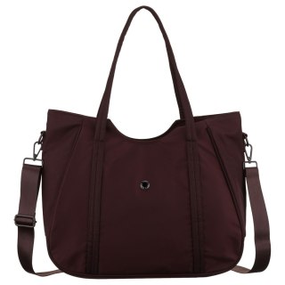 Bordowa shopperka damska z poliestru, jednokomorowa i zamykana suwakiem - Peterson