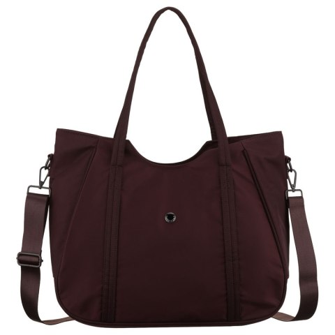 Bordowa shopperka damska z poliestru, jednokomorowa i zamykana suwakiem - Peterson
