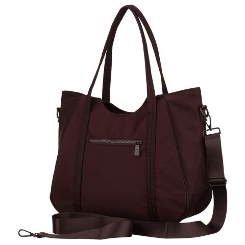 Bordowa shopperka damska z poliestru, jednokomorowa i zamykana suwakiem - Peterson