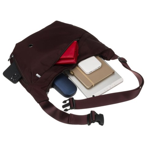 Bordowa torebka damska z poliestru zamykana suwakiem - Peterson