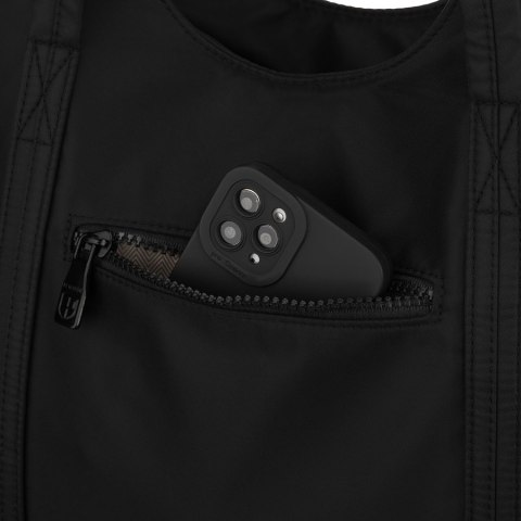 Czarna, miejska shopperka damska z poliestru, jednokomorowa - Peterson