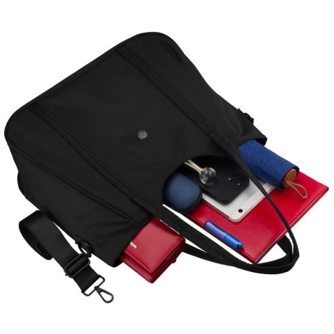 Czarna, miejska shopperka damska z poliestru, jednokomorowa - Peterson