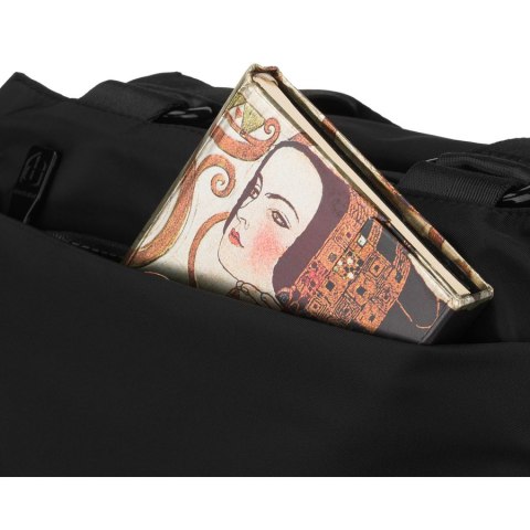 Czarna, miejska torebka damska z poliestru, jednokomorowa - Peterson