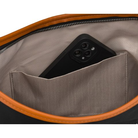 Czarna torebka damska z poliestru i skóry ekologicznej, jednokomorowa - Peterson