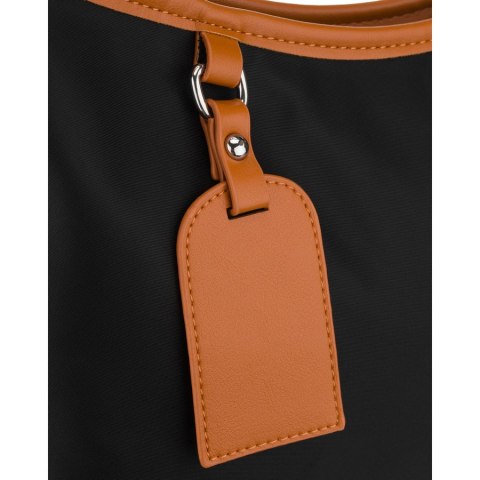 Czarna torebka damska z poliestru i skóry ekologicznej, jednokomorowa - Peterson