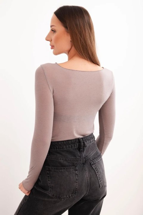 Damska bluzka z kaszmiru z okrągłym dekoltem i długim rękawem fango