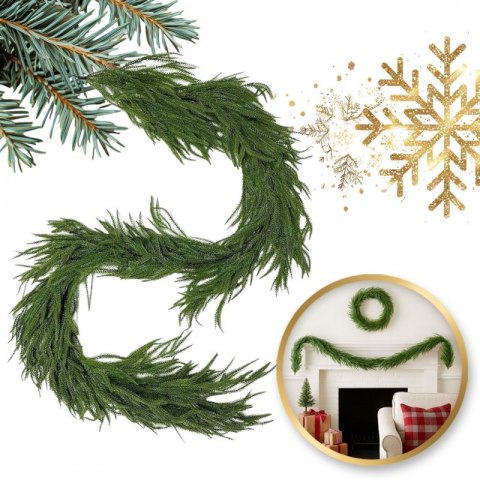 Sztuczna choina w formie girlandy 180 cm do dekoracji świątecznych