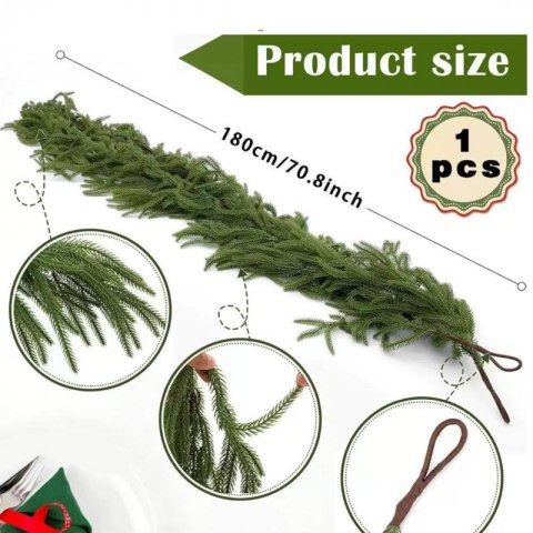 Girlanda świąteczna na drzwi lub kominek – długa zielona dekoracja