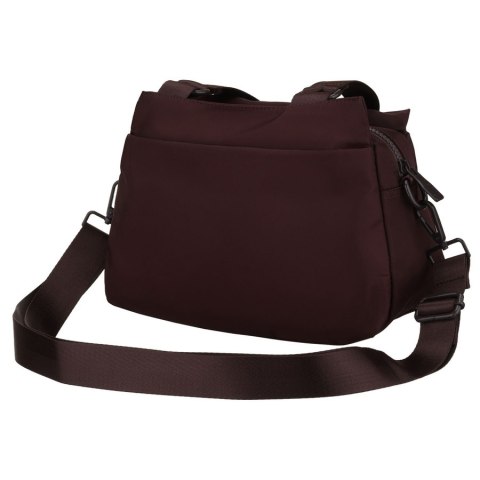 Listonoszka damska z poliestru w bordowym kolorze zawieszona na uchwytach i doczepianym pasku - Peterson