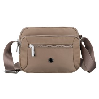 Listonoszka damska z poliestru w ciemnobeżowym kolorze, dwukomorowa - Peterson