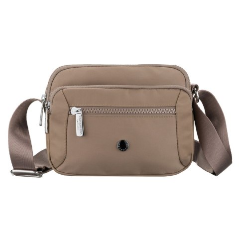 Listonoszka damska z poliestru w ciemnobeżowym kolorze, dwukomorowa - Peterson