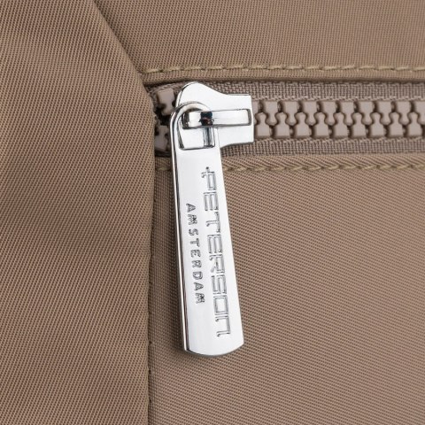 Listonoszka damska z poliestru w ciemnobeżowym kolorze, dwukomorowa - Peterson