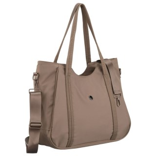 Shopperka damska z poliestru w beżowym kolorze, jednokomorowa i zamykana suwakiem - Peterson