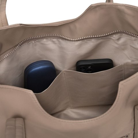 Shopperka damska z poliestru w beżowym kolorze, jednokomorowa i zamykana suwakiem - Peterson