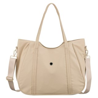 Shopperka damska z poliestru w jasnobeżowym kolorze zamykana suwakiem - Peterson