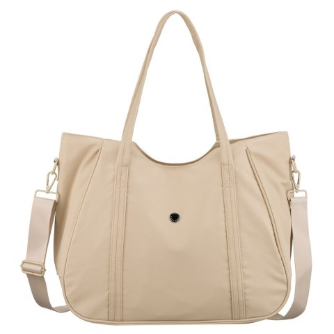 Shopperka damska z poliestru w jasnobeżowym kolorze zamykana suwakiem - Peterson