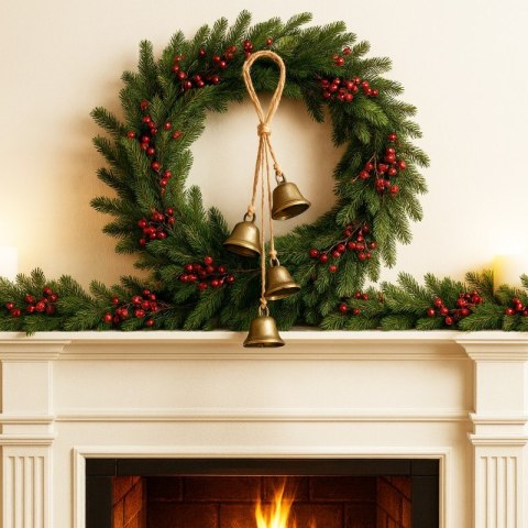 Świąteczne dzwonki z metalu na naturalnym sznurku – dekoracja BOHO