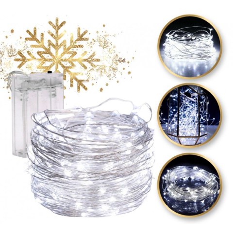 Światełka LED 50 zimnych diod na srebrnym druciku