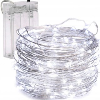 Lampki LED na druciku 50 LED – zimne białe, dekoracyjne światełka LAMP10B