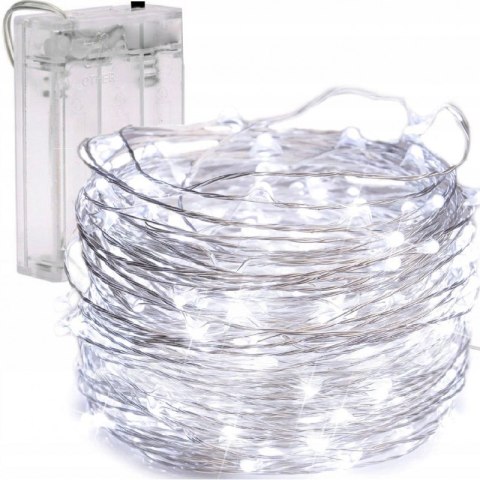 Lampki LED zimne białe na elastycznym druciku 50 diod