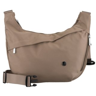 Torebka damska w ciemnobeżowym kolorze wyposażona w kieszeń zewnętrzną - Peterson