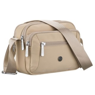 Torebka damska z poliestru w jasnobeżowym kolorze zamykana suwakiem - Peterson