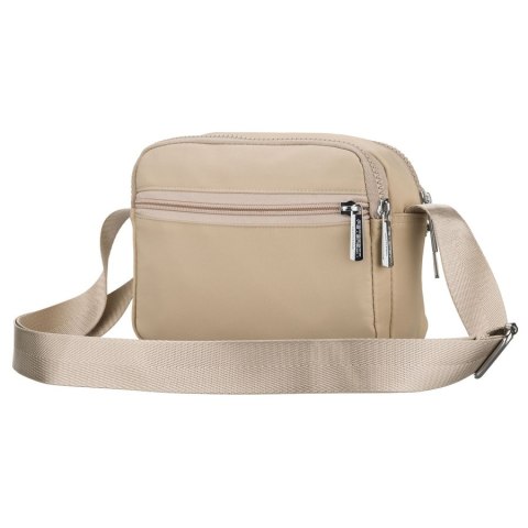 Torebka damska z poliestru w jasnobeżowym kolorze zamykana suwakiem - Peterson