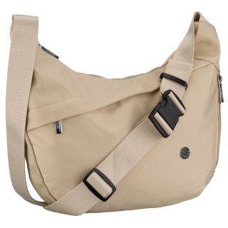 Torebka damska z poliestru w jasnobeżowym kolorze, zamykana suwakiem i wyposażona w kieszeń zewnętrzną - Peterson