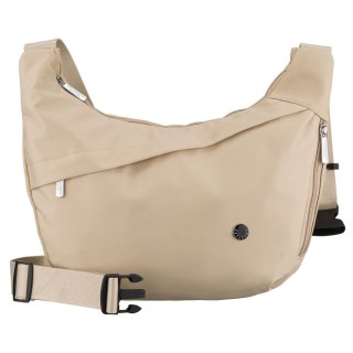 Torebka damska z poliestru w jasnobeżowym kolorze, zamykana suwakiem i wyposażona w kieszeń zewnętrzną - Peterson