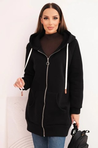 Bluza damska ocieplana bluza z kapturem i zamkiem czarna