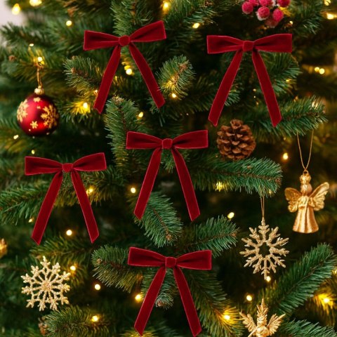 Kokardki Świąteczne Czerwone 13×18 cm – Zestaw 12 szt. WOZ39