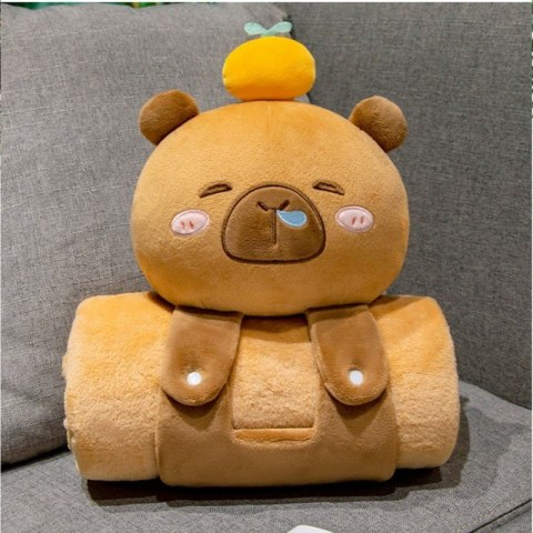 Pluszowa poduszka w kształcie kapibary z ukrytym kocem