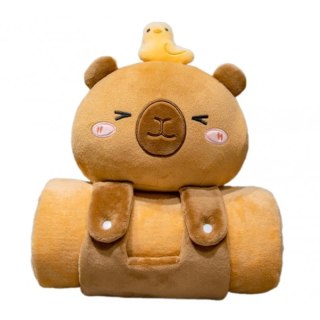 Mięciutki koc z poduszką Kapibara XL – flanela 100×170 cm | Stylowy Wieszak