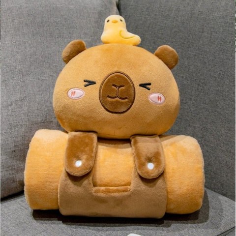 Uroczy koc z poduszką kapibara do przytulnych wieczorów