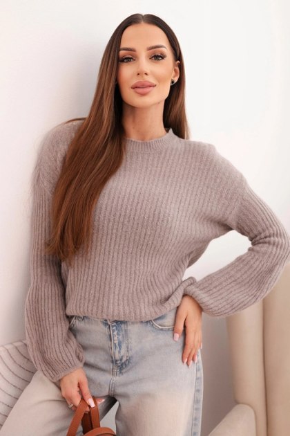 Sweter damski z baby alpaki z bufiastymi rękawami – Fango | Stylowy Wieszak