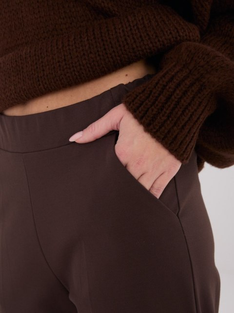 Eleganckie spodnie damskie wide leg w kolorze ciemnobrązowym