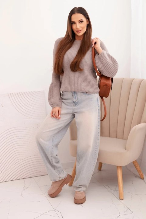 Sweter damski z baby alpaki z bufiastymi rękawami – Fango | Stylowy Wieszak