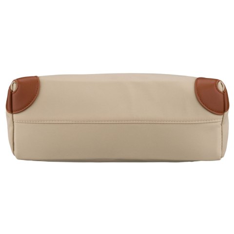 Beżowo-brązowy, miejski plecak damski z poliestru zamykany suwakiem - Peterson