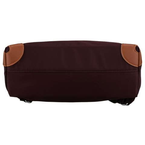 Bordowo-brązowy, miejski plecak damski z poliestru zawieszony na regulowanych szelkach - Peterson