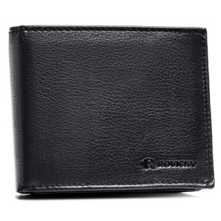 Duży, czarny portfel męski ze skóry naturalnej wyposażony w system RFID - Rovicky
