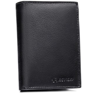 Duży portfel męski ze skóry naturalnej w czarnym kolorze, mieszczący dowód rejestracyjny - Rovicky