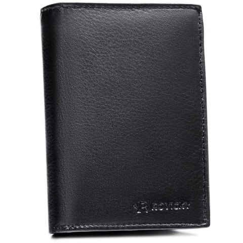 Duży portfel męski ze skóry naturalnej w czarnym kolorze, mieszczący dowód rejestracyjny - Rovicky