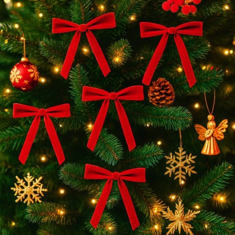 Kokardki Świąteczne Czerwone 13×18 cm – Zestaw 12 szt. WOZ39