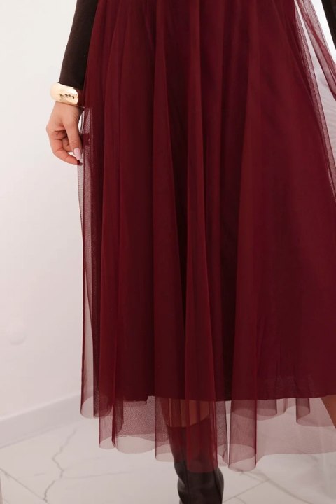 Bordowa spódnica z tiulu damska Made in Italy – Stylowy Wieszak