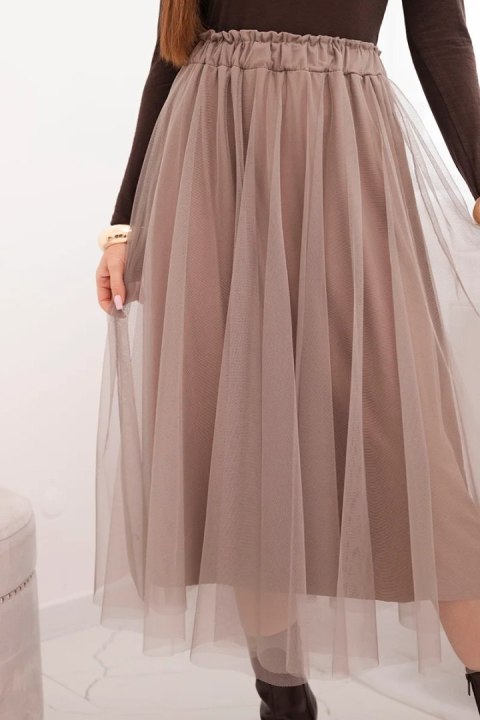 Tiulowa spódnica midi fango Made in Italy – Stylowy Wieszak