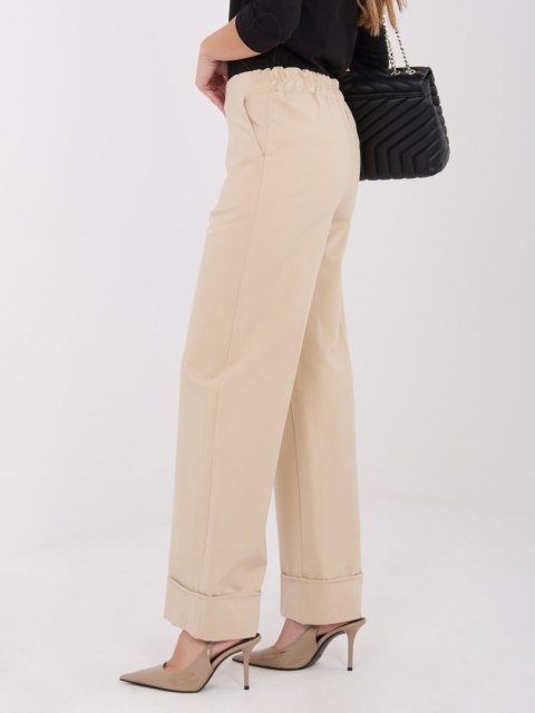 Eleganckie beżowe spodnie damskie wide leg S/M